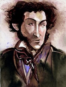 Alexander Puşkin - Rus şair ve yazarın karikatürü by Neale Osborne